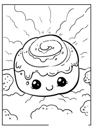 Kawaii boyama sayfası,  coloring page, Gıda Gülen Kawaii, 