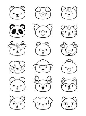 Kawaii boyama sayfası,  coloring page, Kafa Hayvanlar Kawaii, 