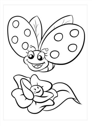 Kawaii boyama sayfası,  coloring page, Temel Kelebek ve Çiçek Kawaii, 