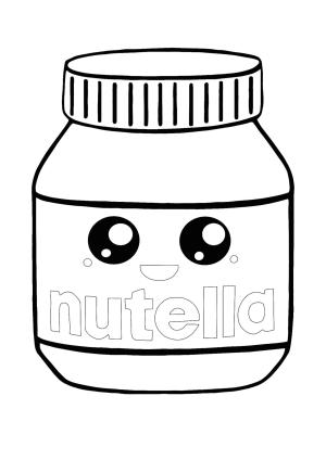 Kawaii boyama sayfası,  coloring page, Kawaii Nutella Eğlencesi, 