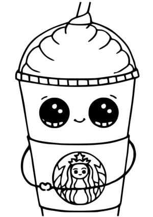 Kawaii boyama sayfası,  coloring page, Gülümseyen Kawaii İçecek, 