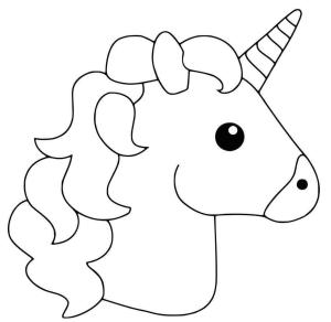 Kawaii boyama sayfası,  coloring page, Kafa Tek Boynuzlu Kawaii, 