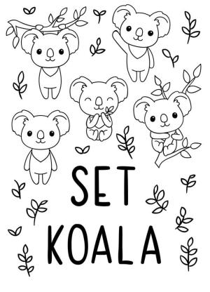 Kawaii boyama sayfası,  coloring page, Kawaii Seti Koala, 