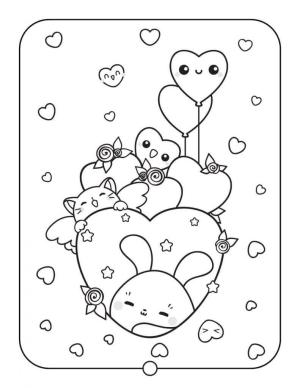 Kawaii boyama sayfası,  coloring page, Büyük Kawaii, 