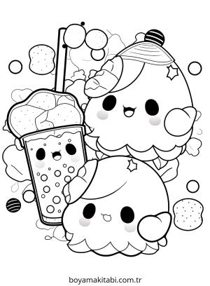 Kawaii boyama sayfası – okul öncesi, evde etkinlik