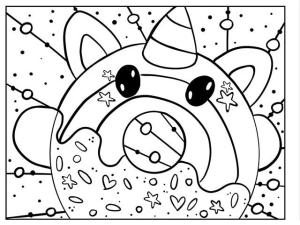 Kawaii boyama sayfası,  coloring page, Donut Mısır Kawaii, 