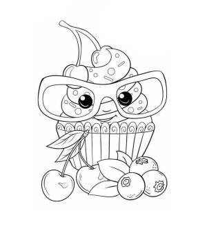 Kawaii boyama sayfası,  coloring page, Gözlüklü Kawaii Pasta, 