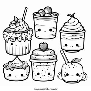 Kawaii boyama sayfası – çocuk aktivitesi, PDF indir