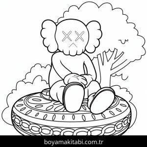 Kaws boyama sayfası – sevimli karakter, sanatsal çalışma