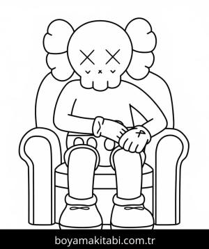 Kaws boyama sayfası – çizgi film temalı, basit çizim