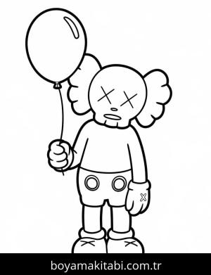 Kaws boyama sayfası – çizgi film temalı, basit çizim