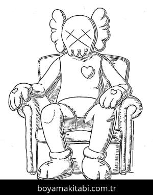 Kaws boyama sayfası – çocuk aktivitesi, PDF indir