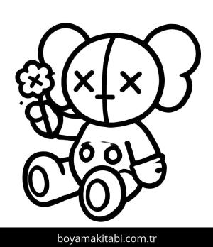 Kaws boyama sayfası – keyifli zaman, renkli çizimler