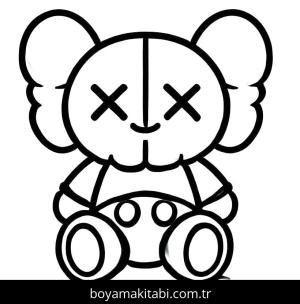 Kaws boyama sayfası – sevimli karakter, sanatsal çalışma