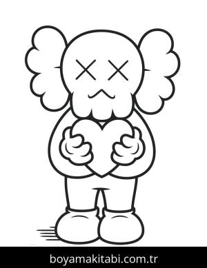 Kaws boyama sayfası – keyifli zaman, renkli çizimler
