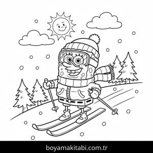 Kayak boyama sayfası – basit çizim, kolay boyama