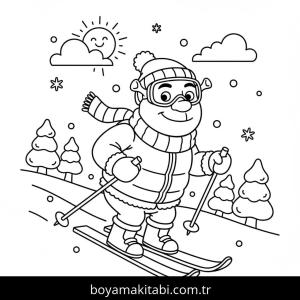 Kayak boyama sayfası – boyama etkinliği, çocuk aktivitesi