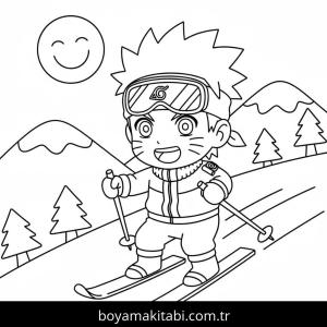 Kayak boyama sayfası – PDF indir, sevimli karakter
