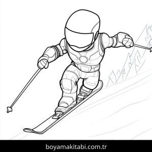 Kayak boyama sayfası – basit çizim, kolay boyama