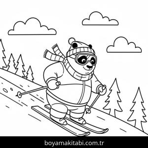 Kayak boyama sayfası – renkli çizimler, okul öncesi
