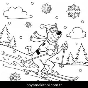 Kayak boyama sayfası – evde etkinlik, ücretsiz yazdır