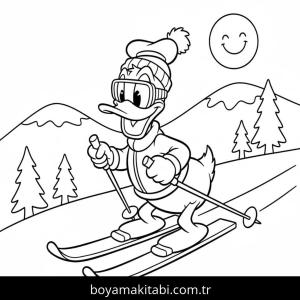Kayak boyama sayfası – çocuklar için, çizgi film temalı