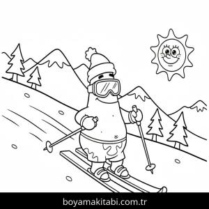 Kayak boyama sayfası – PDF indir, sevimli karakter