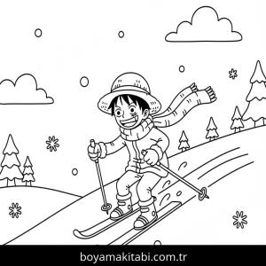 Kayak boyama sayfası – renkli çizimler, okul öncesi