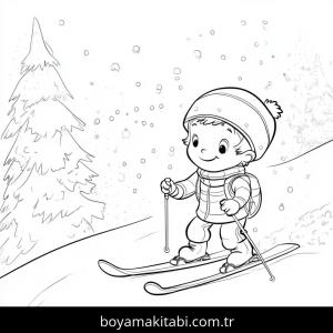 Kayak boyama sayfası – okul öncesi, evde etkinlik
