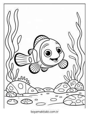 Kayıp Balık Nemo boyama sayfası – kolay boyama, eğitici aktivite