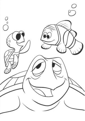 Kayıp Balık Nemo boyama sayfası,  coloring page, Marlin, Squirt ve Crush, 