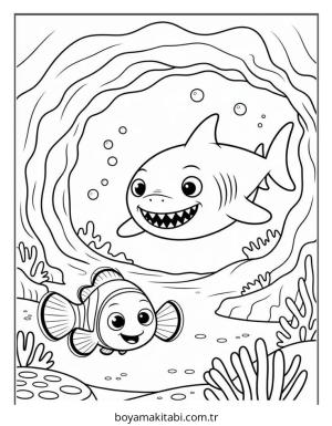 Kayıp Balık Nemo boyama sayfası – basit çizim, kolay boyama