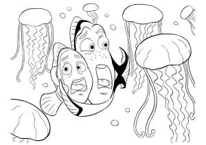 Kayıp Balık Nemo boyama sayfası,  coloring page, Denizanası Saldırısı, 