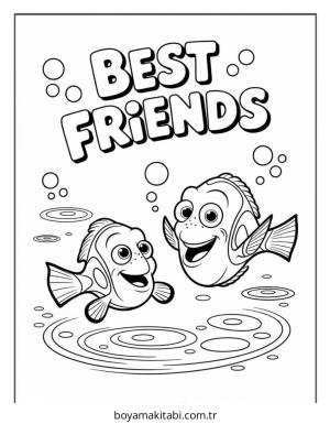 Kayıp Balık Nemo boyama sayfası – sevimli karakter, sanatsal çalışma