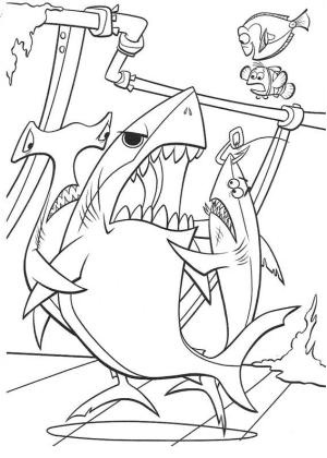 Kayıp Balık Nemo boyama sayfası,  coloring page, Kızgın Bruce, 