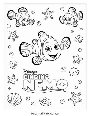 Kayıp Balık Nemo boyama sayfası – eğlenceli etkinlik, el becerilerini geliştirir