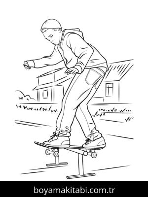 Kaykay boyama sayfası – basit çizim, kolay boyama