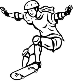 Kaykay boyama sayfası,  coloring page, Girl on Skateboard, 