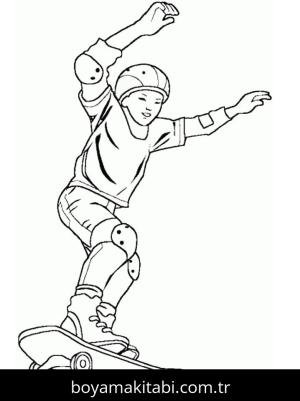 Kaykay boyama sayfası – PDF indir, sevimli karakter