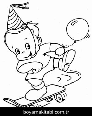 Kaykay boyama sayfası – boyama etkinliği, çocuk aktivitesi