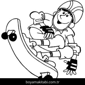 Kaykay boyama sayfası – çocuklar için, çizgi film temalı