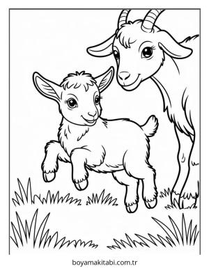 Keçi boyama sayfası – çizgi film temalı, basit çizim