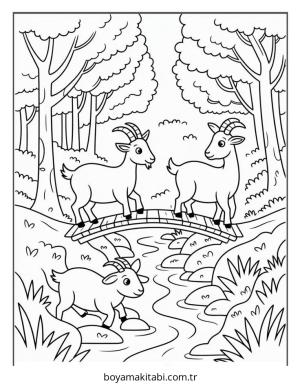 Keçi boyama sayfası – renkli çizimler, okul öncesi