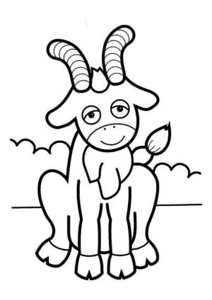 Keçi boyama sayfası, Goat coloring page, Gülümseyen Keçi, 