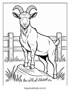 Keçi boyama sayfası – eğlenceli etkinlik, el becerilerini geliştirir