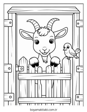 Keçi boyama sayfası – eğlenceli etkinlik, el becerilerini geliştirir