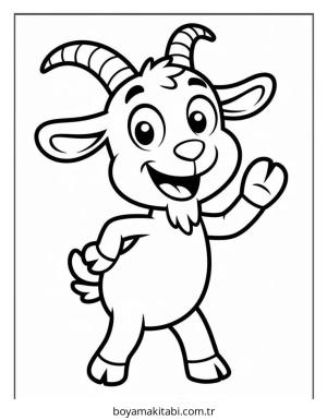 Keçi boyama sayfası – çocuklar için, çizgi film temalı