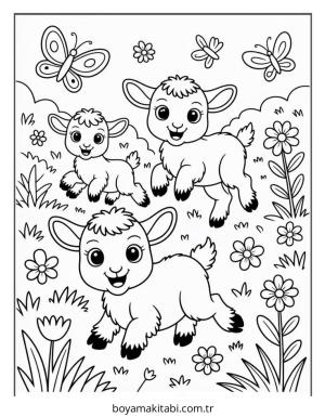 Keçi boyama sayfası – çocuk aktivitesi, PDF indir