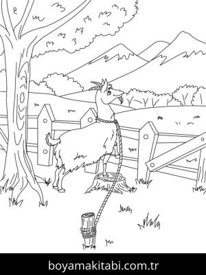 Keçi boyama sayfası – kolay boyama, eğitici aktivite