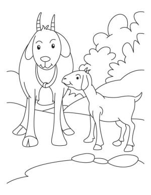 Keçi boyama sayfası, Goat coloring page, Keçi Anne ve Oğlu, 